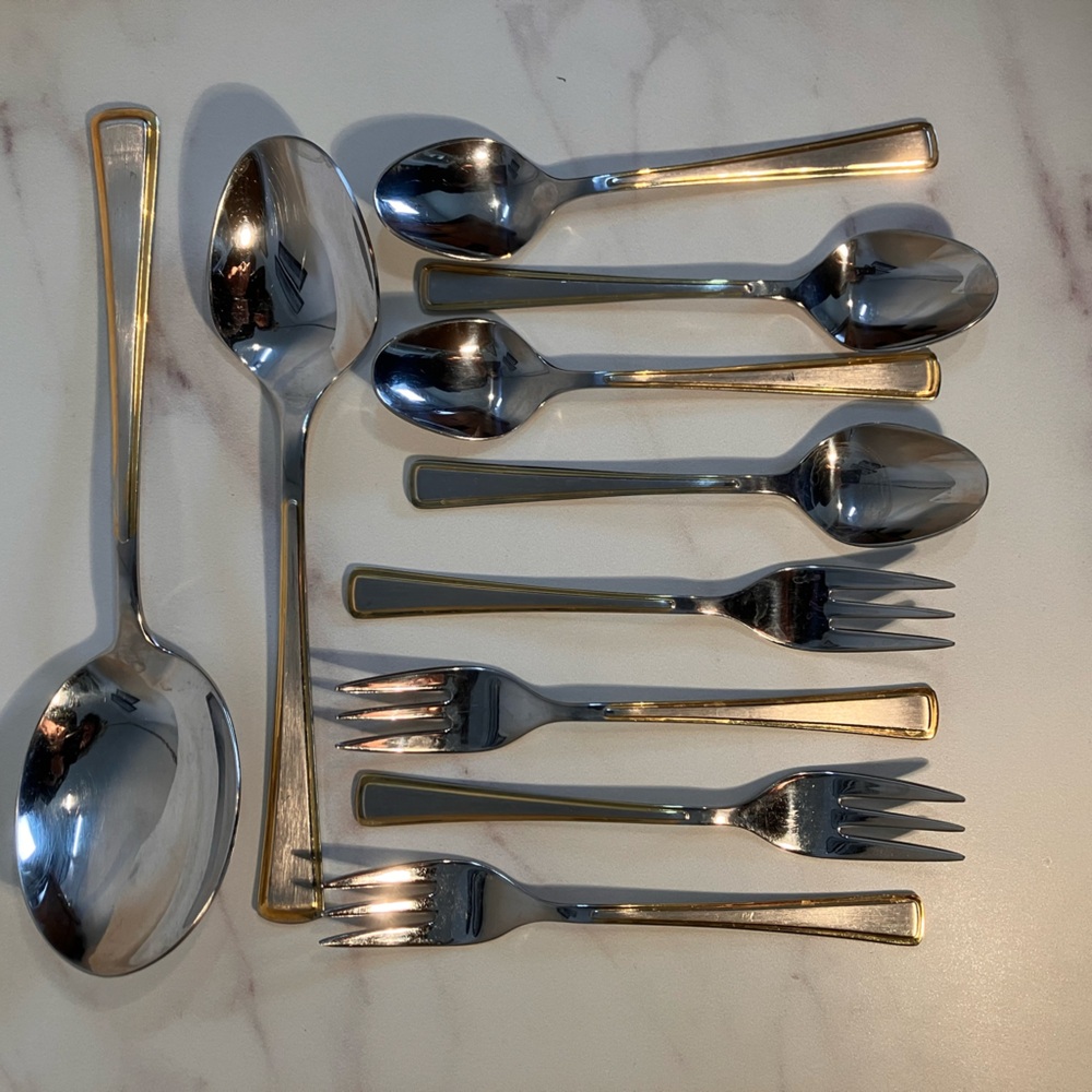 Elegant Solingen dessert/salad set, with serving pieces. Made in Germany.